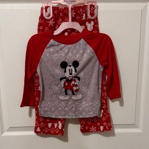 Disney Mickey Mouse Red and Gray Kids Pajama Set